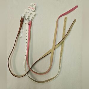 Cat & Jack Girls' 3PC Thin & Slim Belt - Pink, White, Brown
